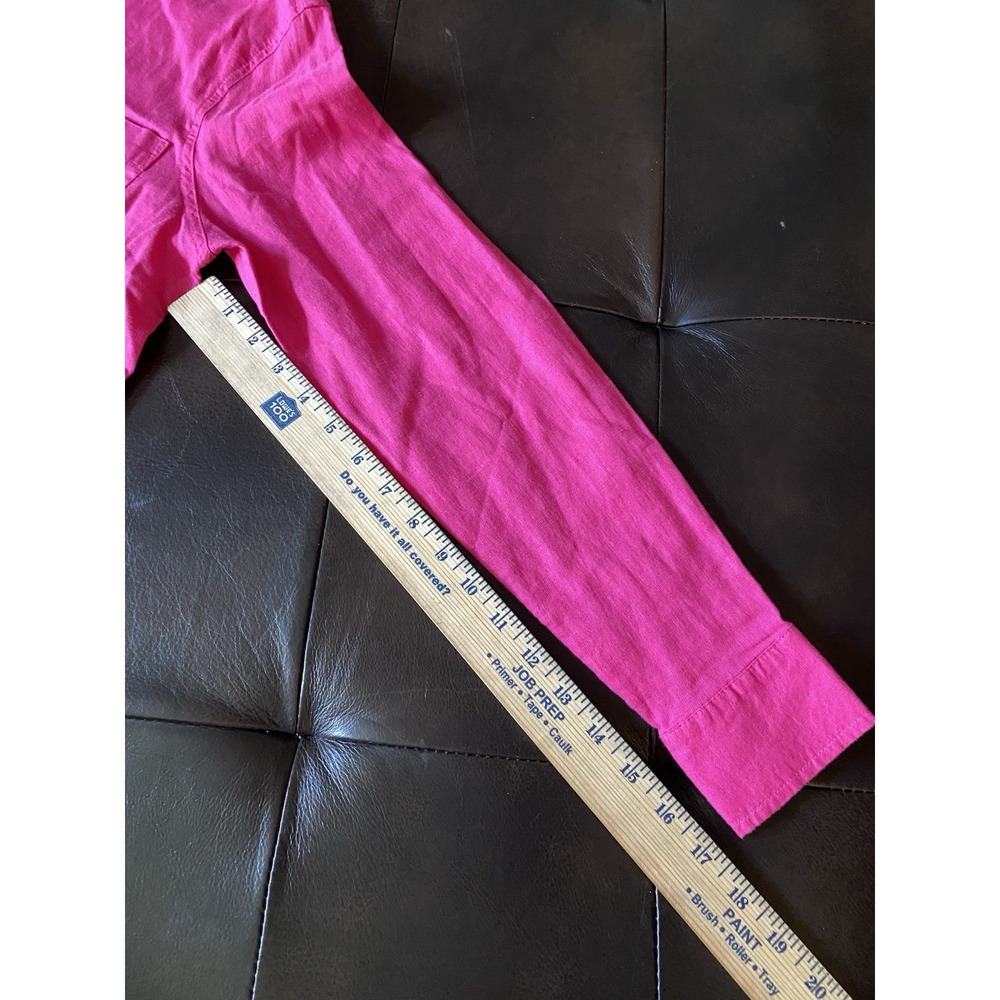 GAP Linen Blend‎ Button Up Shirt Womens XS Hot Pink Long Sleeve Tunic Top Beachy - Picture 14 of 16